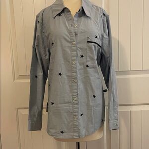 Aerie Light Blue Starry Pajama Shirt